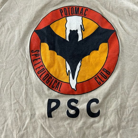 Vintage 80s Potomac Speleological Club Bat Wildlife Animal Tee PSC Retro… - Picture 6 of 11